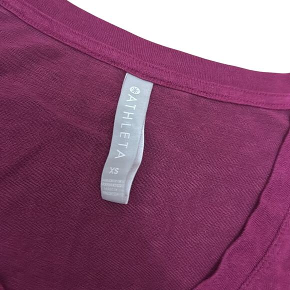 Athleta Breezy Scoop V Neck Linen Tee Magenta Size XS - Picture 4 of 5